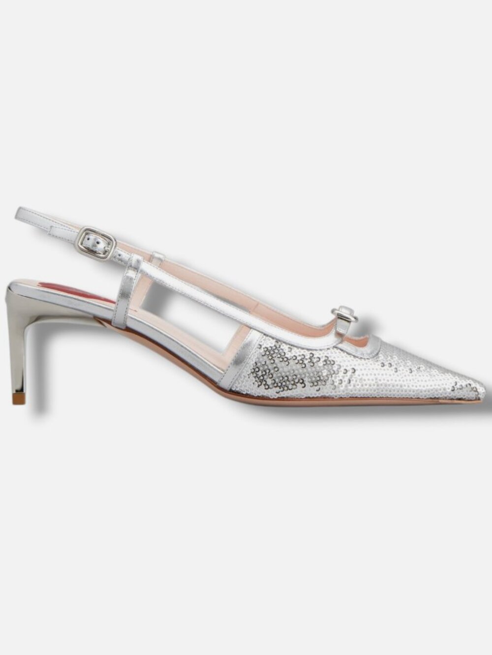 Roger Vivier Women's Silver Viv' Canard Slingback Pumps Shoe Size EU:38.5 US:8.5